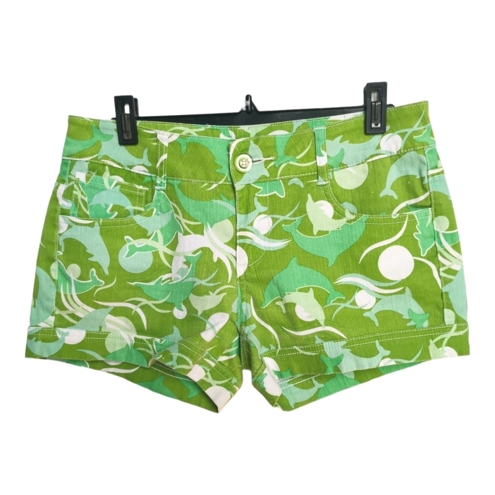 🩵3/$25🩵 Y2K Crest‎ Jean Groovy Green Dolphin Shorts